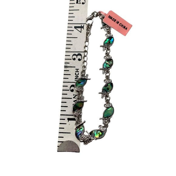 Owl Bracelet Chain Link Lobster Clasp ABALONE Shell Swirl Jewelry Adjustable - Picture 4 of 4